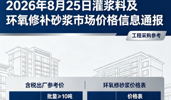 奇台2026年8月25日灌浆料及环氧修补砂浆市场价格信息通报